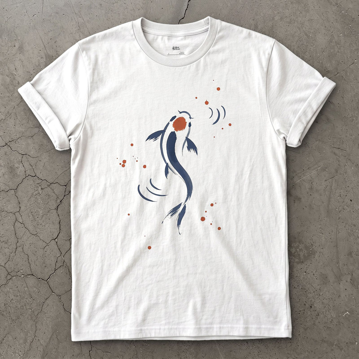 Koi design on a White Gildan Softstyle t-shirt
