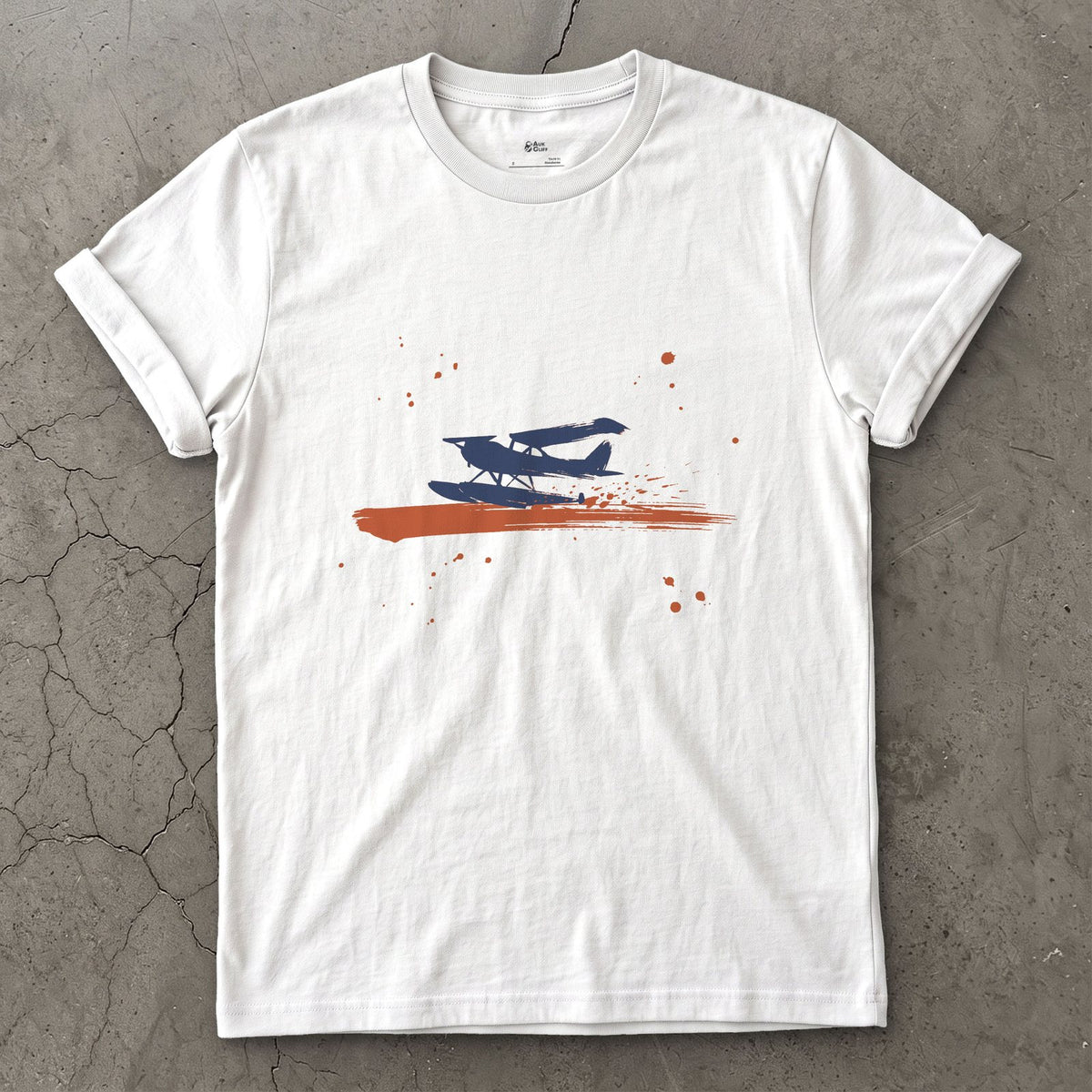 Landed on the Water design on a White Gildan Softstyle t-shirt