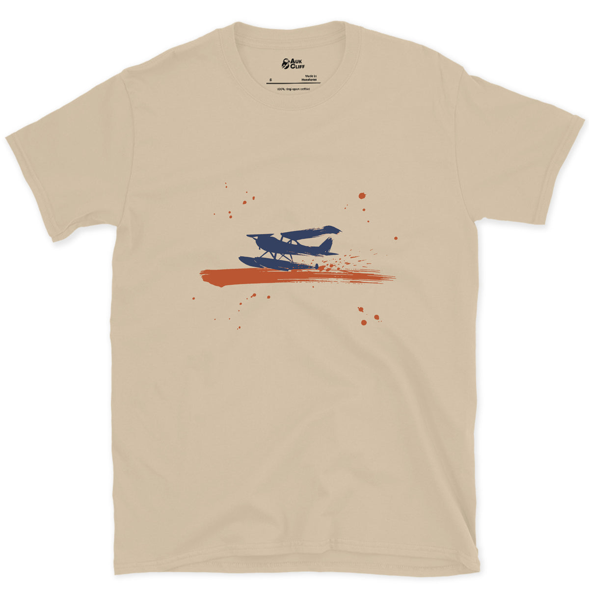 Landed on the Water design on a Sand Gildan Softstyle t-shirt