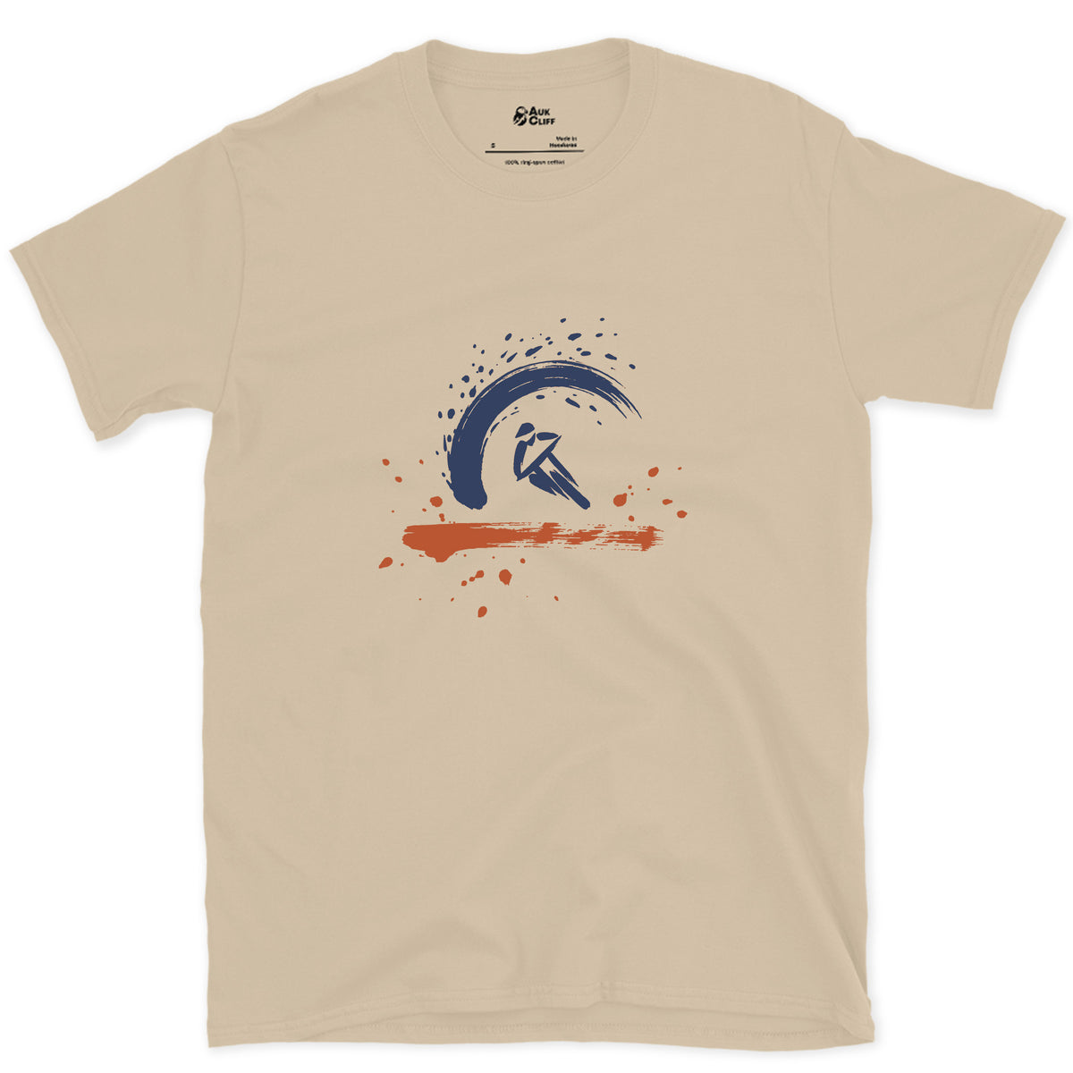 Leaned Into the Berm design on a Sand Gildan Softstyle t-shirt