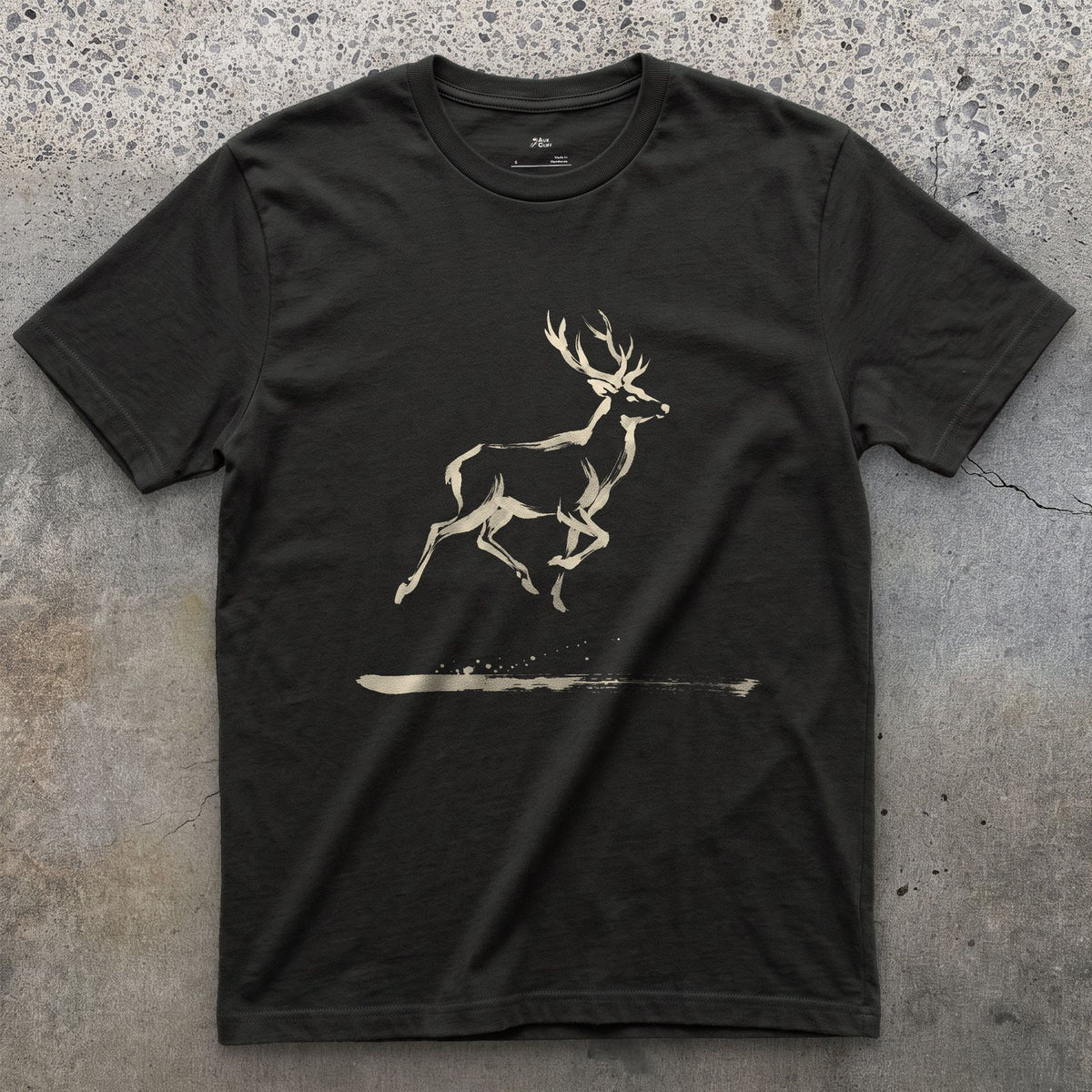 Barely There, Just Enough to Read Deer design on a Black Gildan Softstyle t-shirt