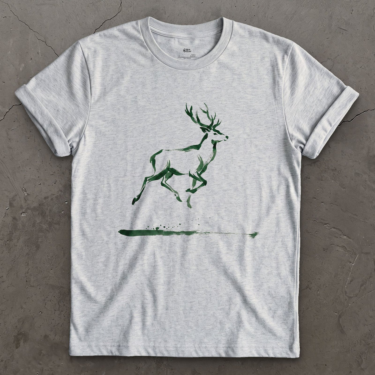 Barely There, Just Enough to Read Deer design on a Sport Grey Gildan Softstyle t-shirt