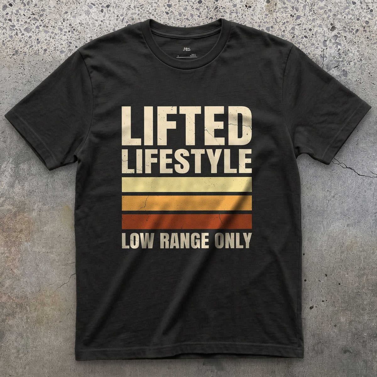 Lifted Lifestyle, Low Range Only design on a Black Gildan Softstyle t-shirt