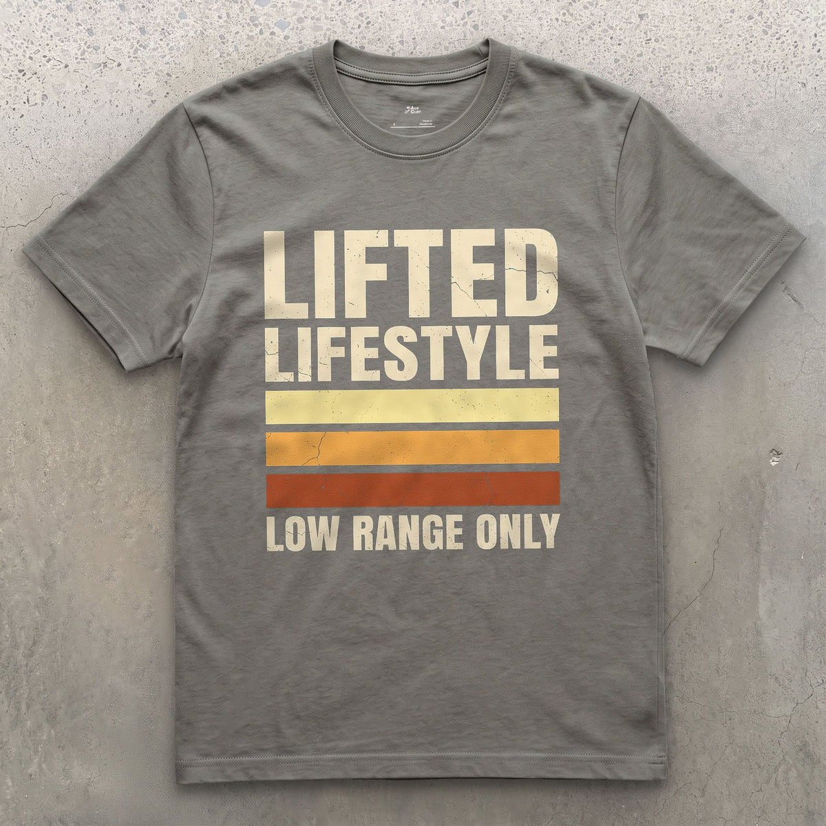 Lifted Lifestyle, Low Range Only design on a Charcoal Gildan Softstyle t-shirt