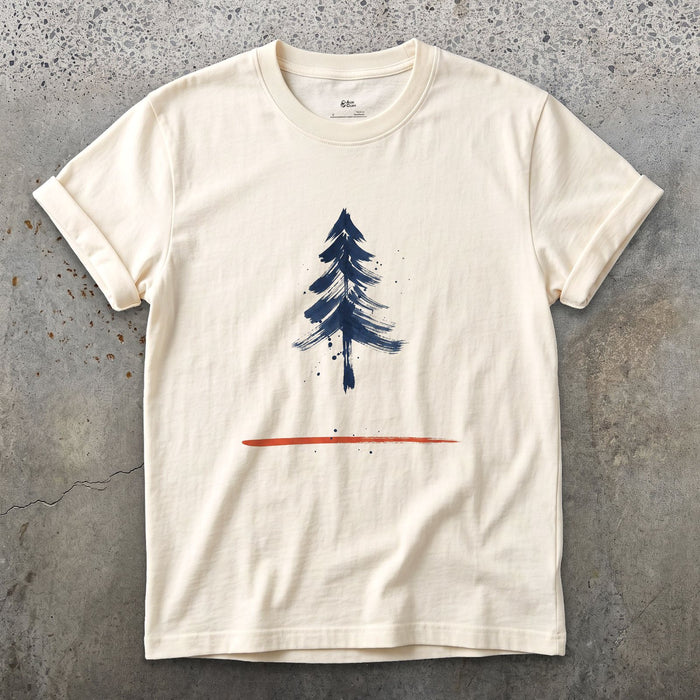 One Red Line, a Whole Pine Tree design on a Natural Gildan Softstyle t-shirt