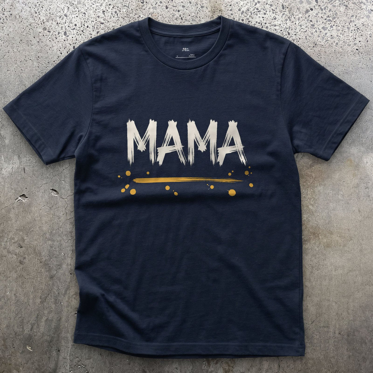 Mama design on a Navy Gildan Softstyle t-shirt