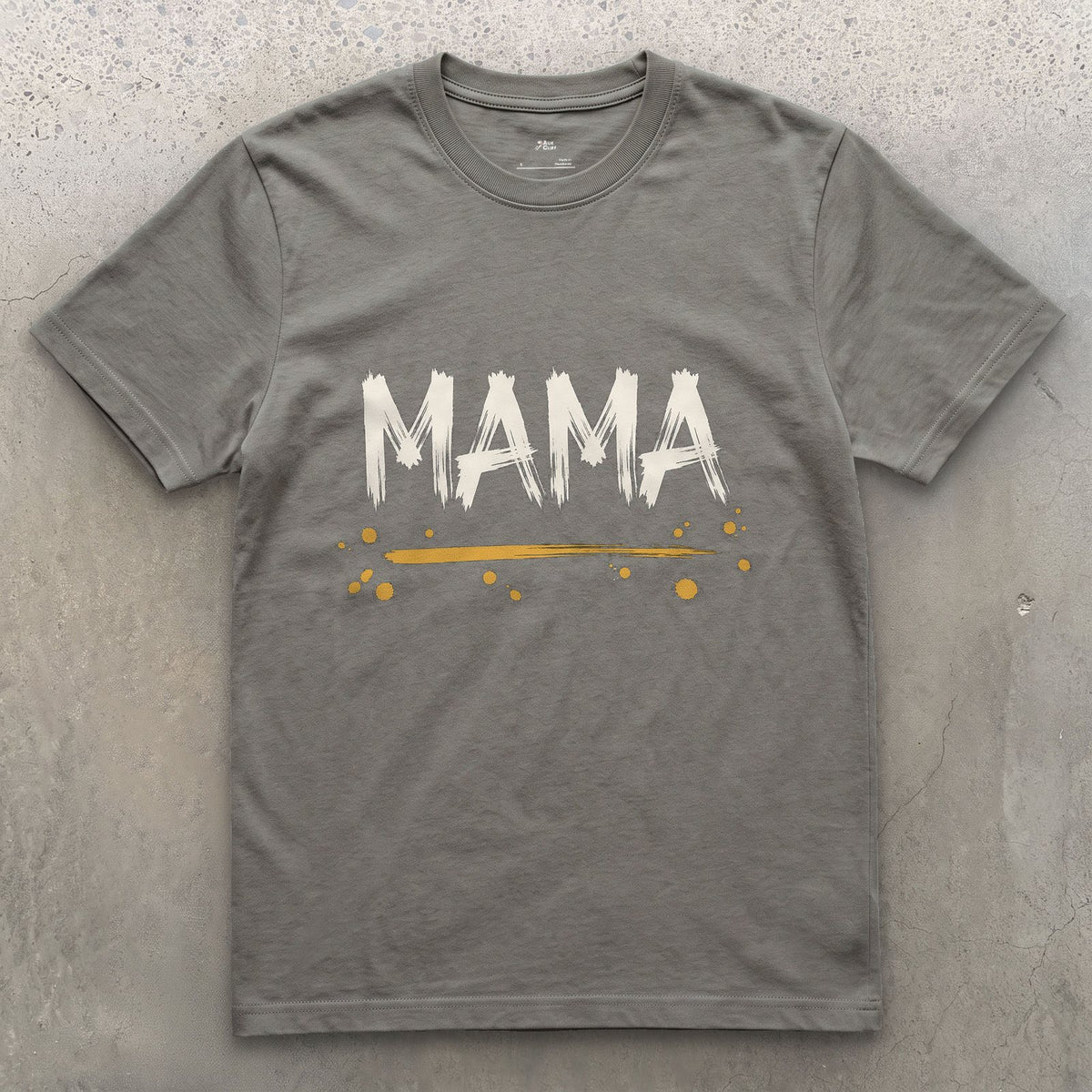 Mama design on a Charcoal Gildan Softstyle t-shirt