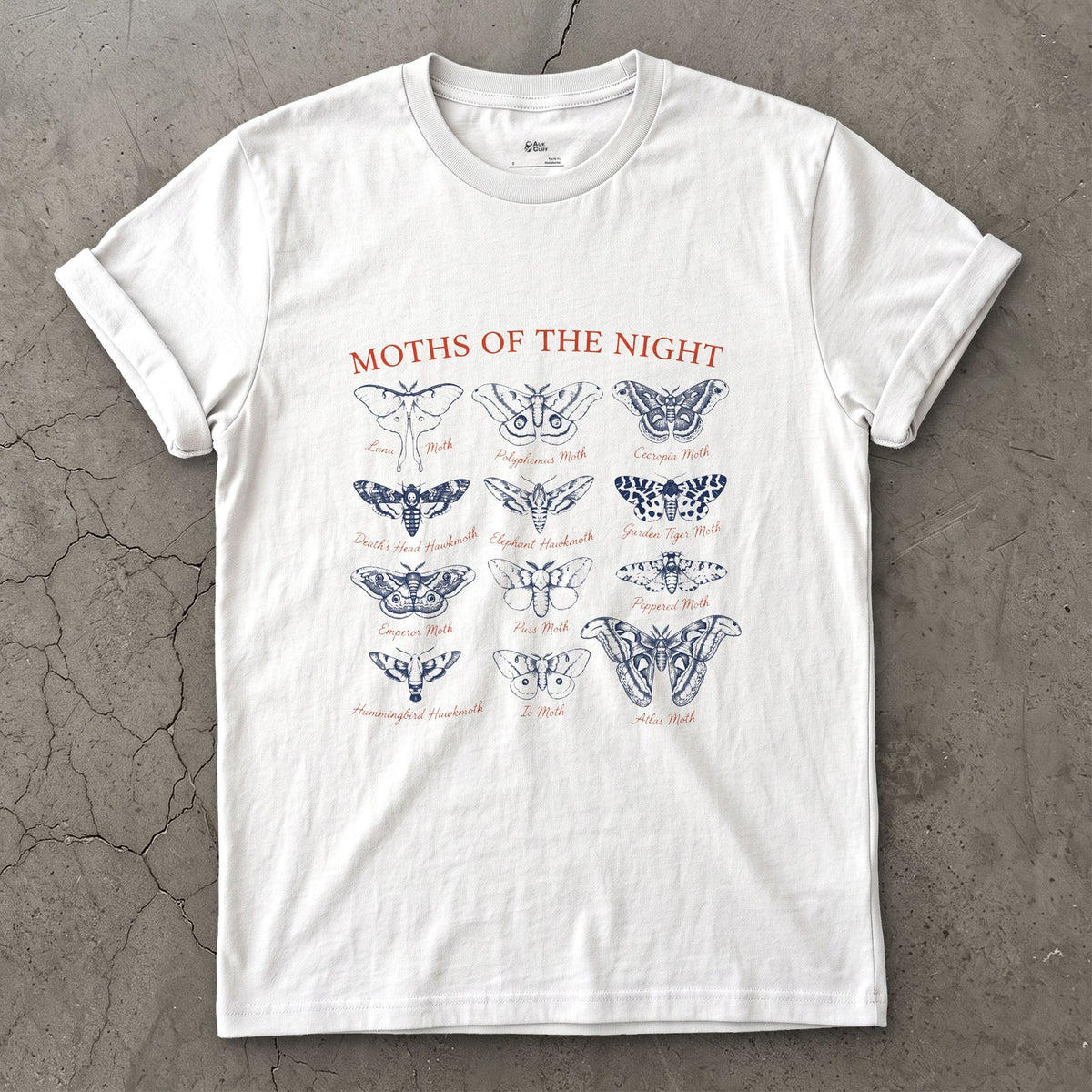 Twelve Moths of the Night, a Field Guide Plate design on a White Gildan Softstyle t-shirt