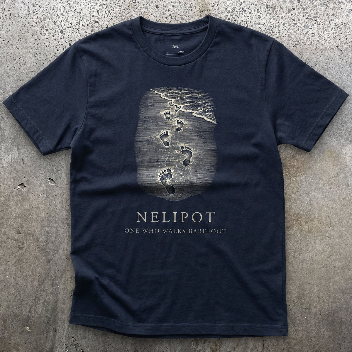 Nelipot design on a Navy Gildan Softstyle t-shirt