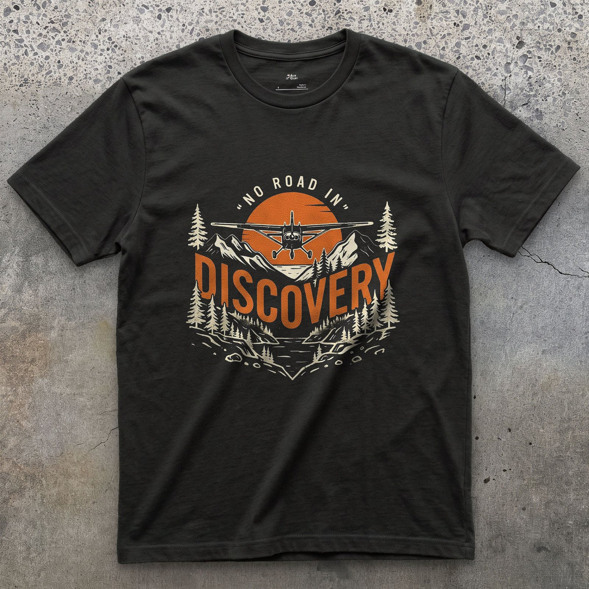 No Road In Discovery design on a Black Gildan Softstyle t-shirt