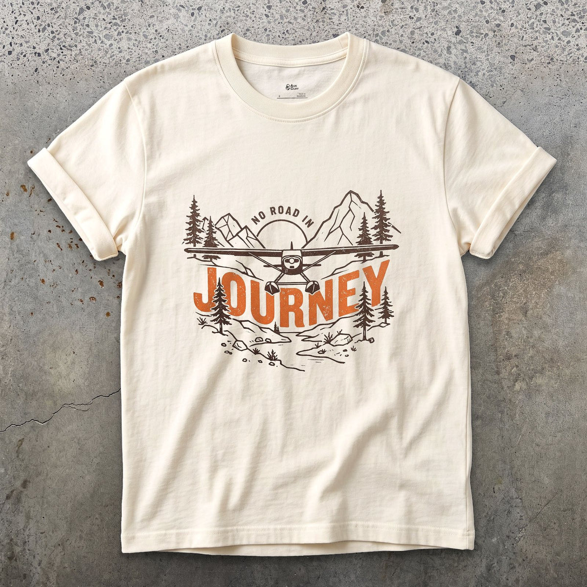 No Road In Journey design on a Natural Gildan Softstyle t-shirt