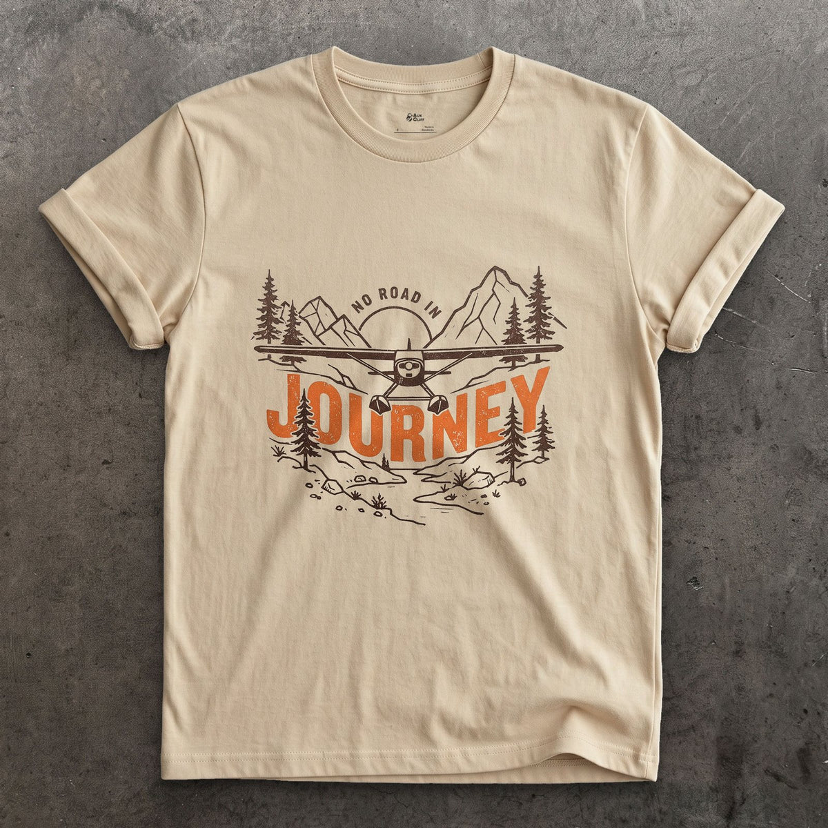 No Road In Journey design on a Sand Gildan Softstyle t-shirt