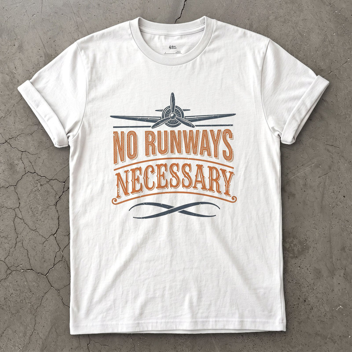 No Runways Necessary design on a White Gildan Softstyle t-shirt
