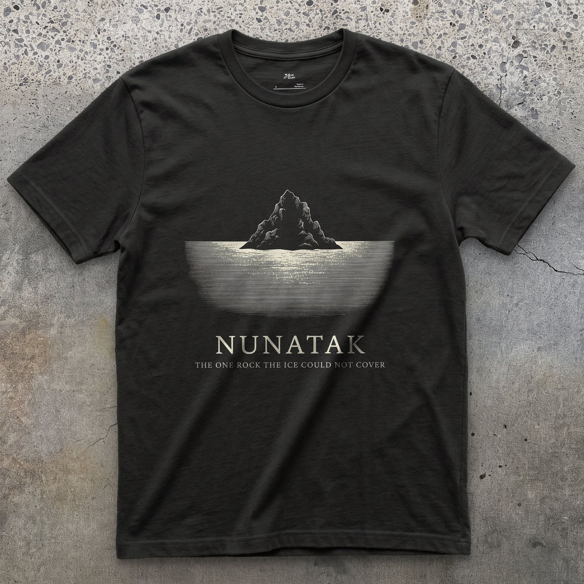 Nunatak, the One Rock the Ice Could Not Cover design on a Black Gildan Softstyle t-shirt