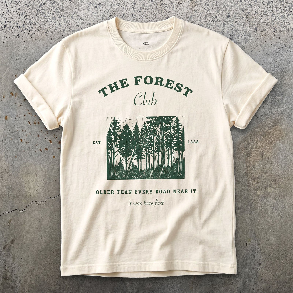 Older Than Every Road Nearby, Forest Club design on a Natural Gildan Softstyle t-shirt