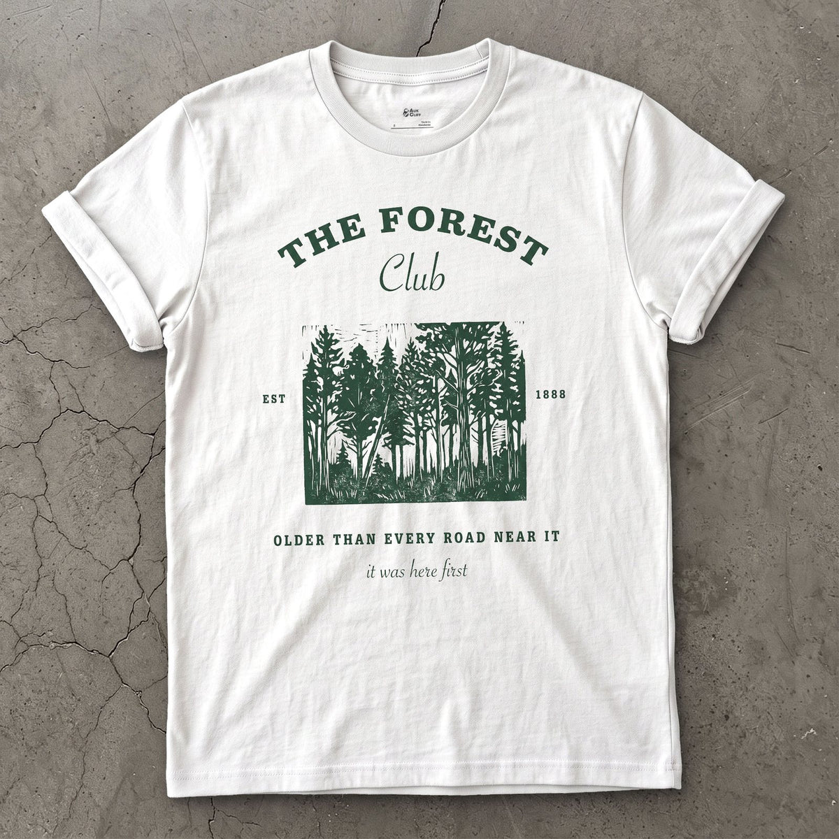 Older Than Every Road Nearby, Forest Club design on a White Gildan Softstyle t-shirt