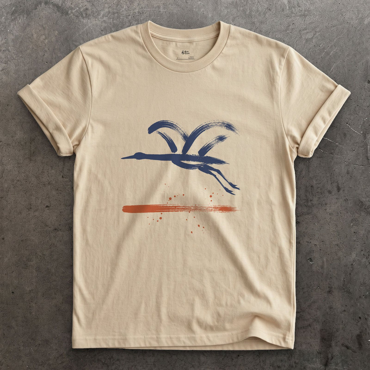One Line, Neck to Feet design on a Sand Gildan Softstyle t-shirt
