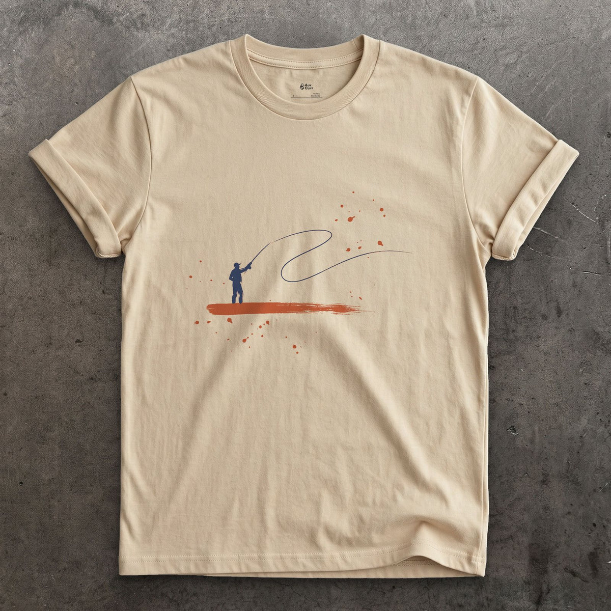 One Loop of Line design on a Sand Gildan Softstyle t-shirt