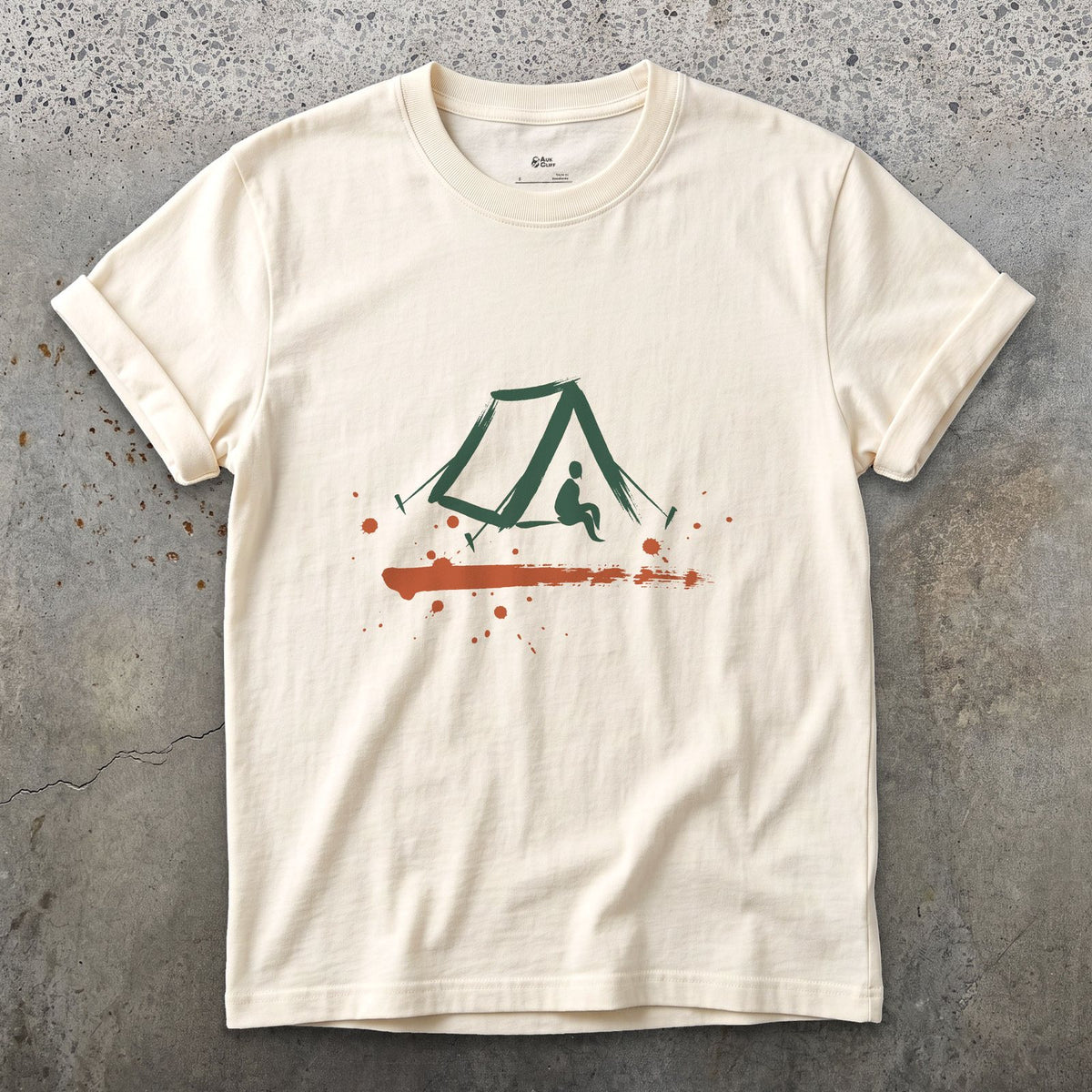 One Tent, One Night design on a Natural Gildan Softstyle t-shirt