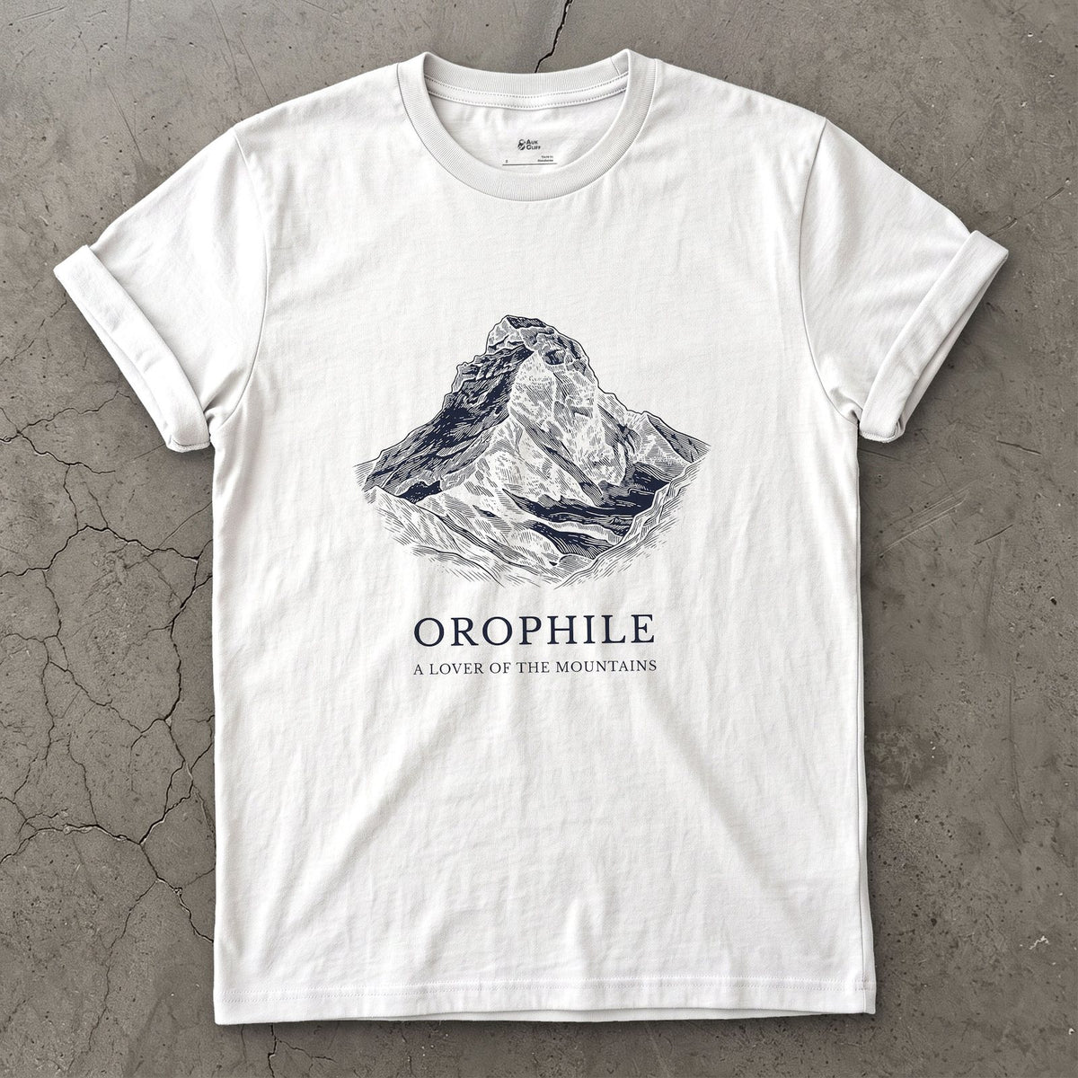 Orophile, a Lover of the Mountains design on a White Gildan Softstyle t-shirt