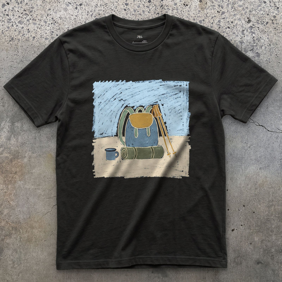 The Night Before a Long Trail Day design on a Black Gildan Softstyle t-shirt