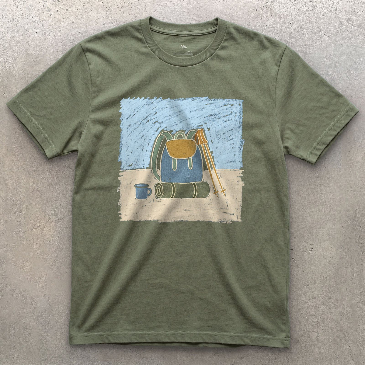 The Night Before a Long Trail Day design on a Military Green Gildan Softstyle t-shirt