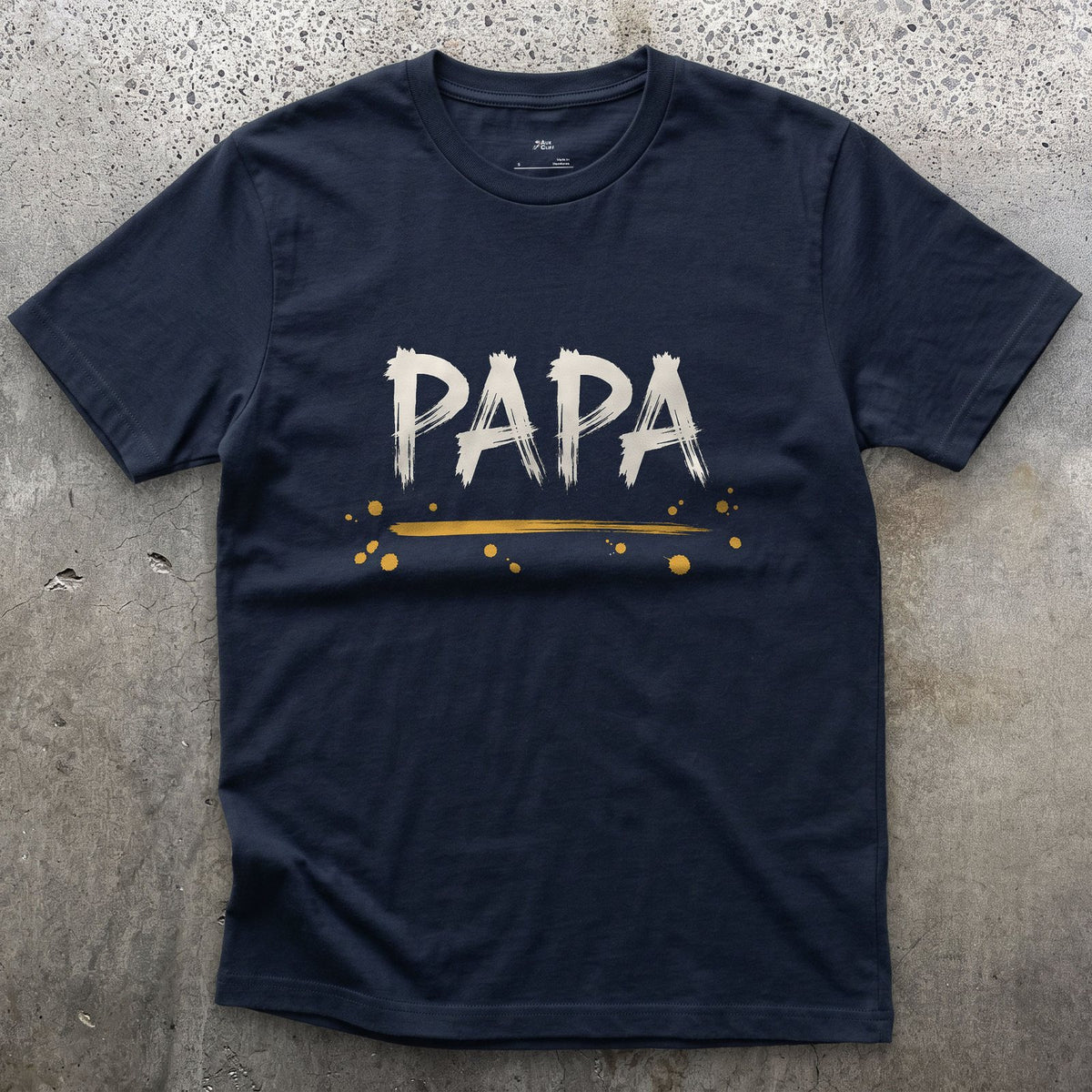 Papa design on a Navy Gildan Softstyle t-shirt