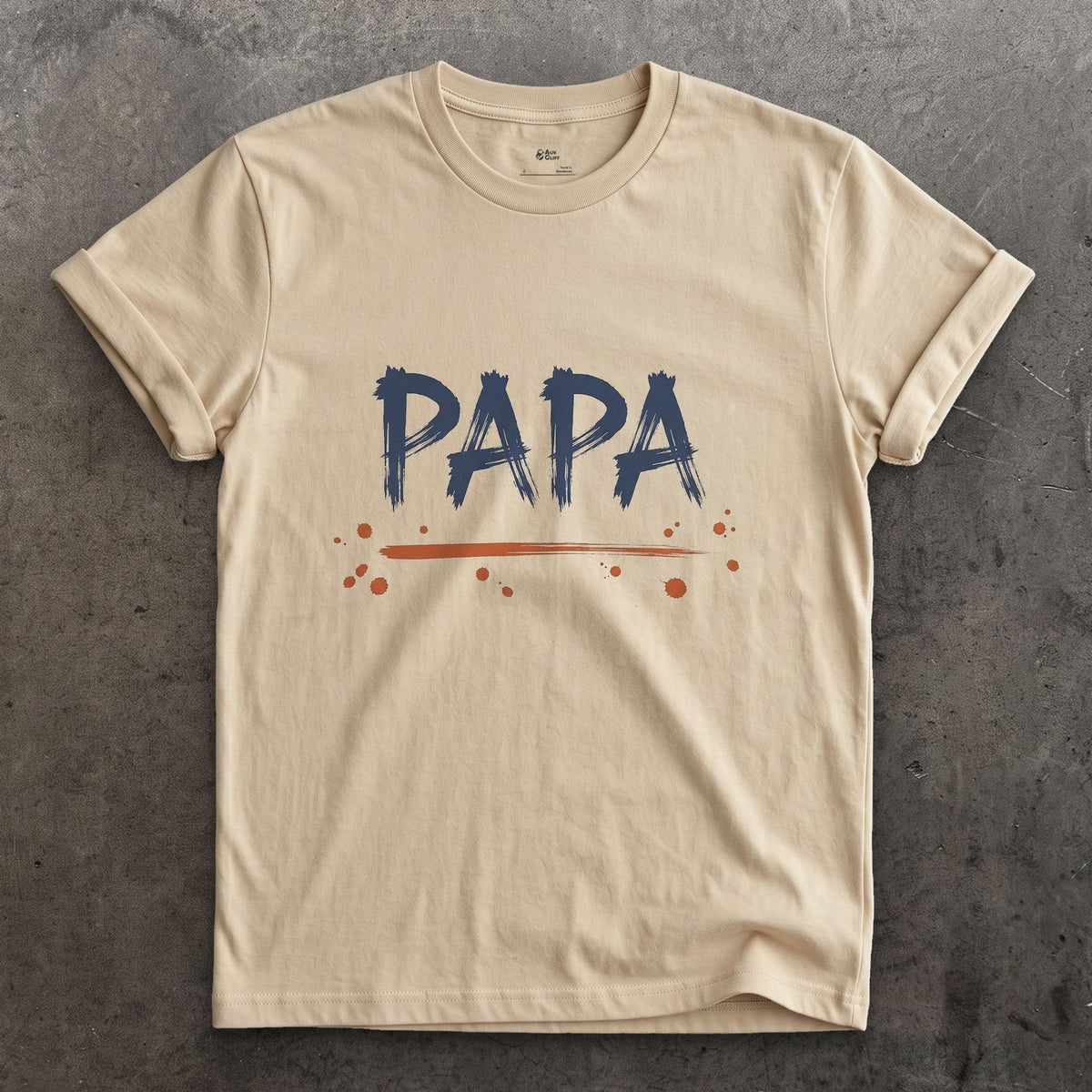 Papa design on a Sand Gildan Softstyle t-shirt