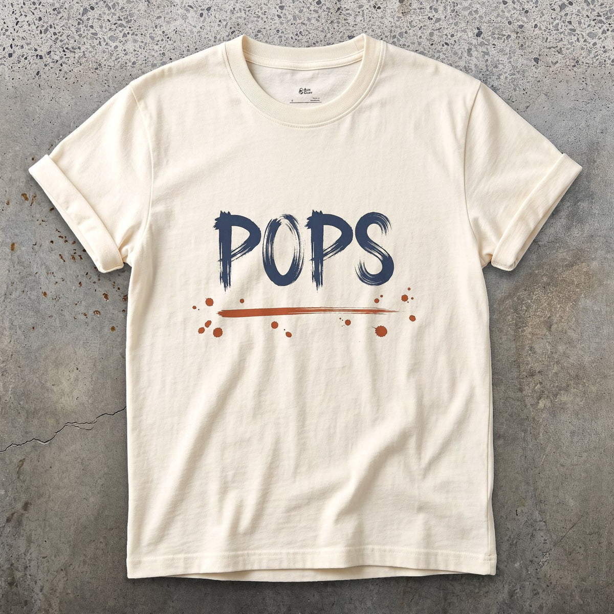 Pops design on a Natural Gildan Softstyle t-shirt