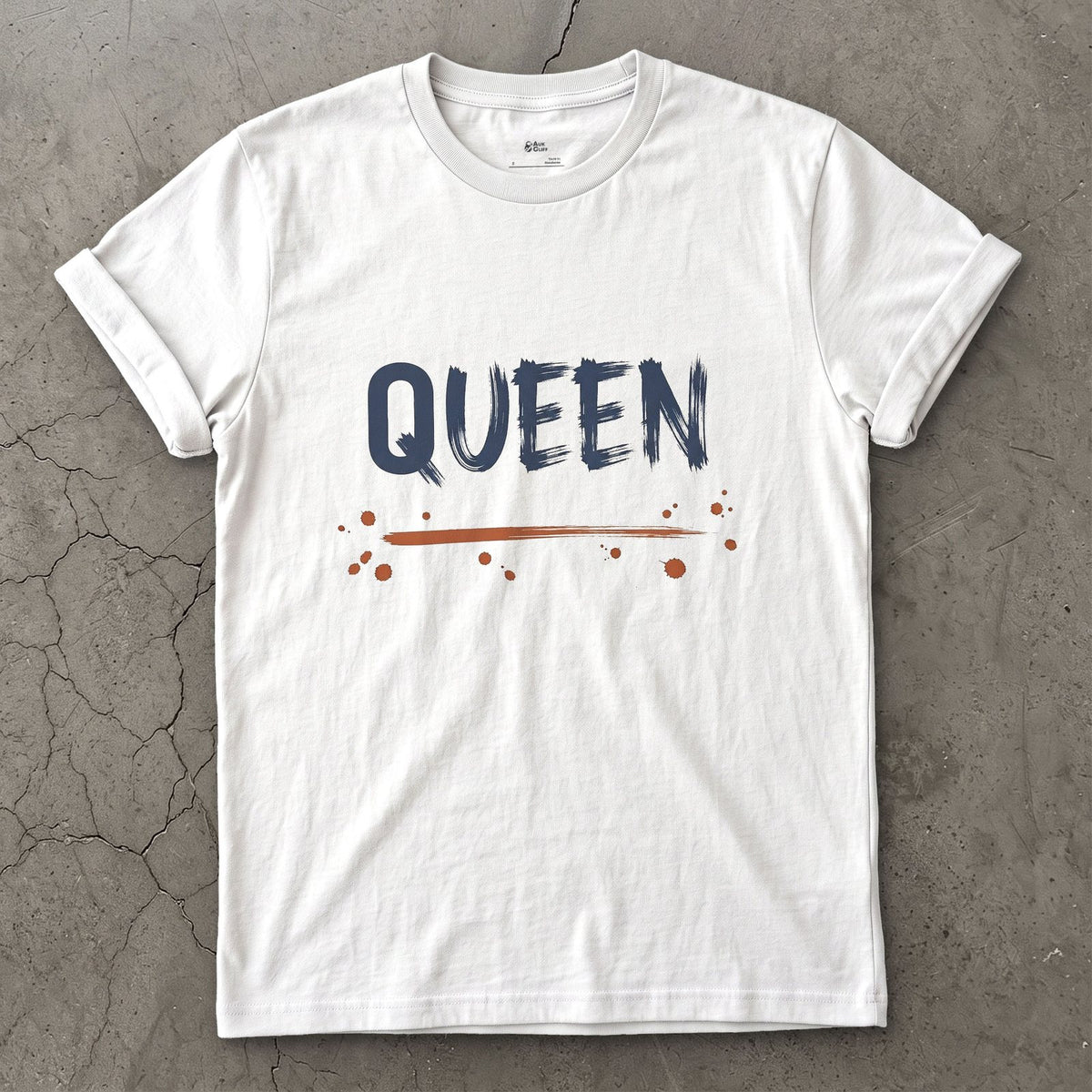 Queen design on a White Gildan Softstyle t-shirt