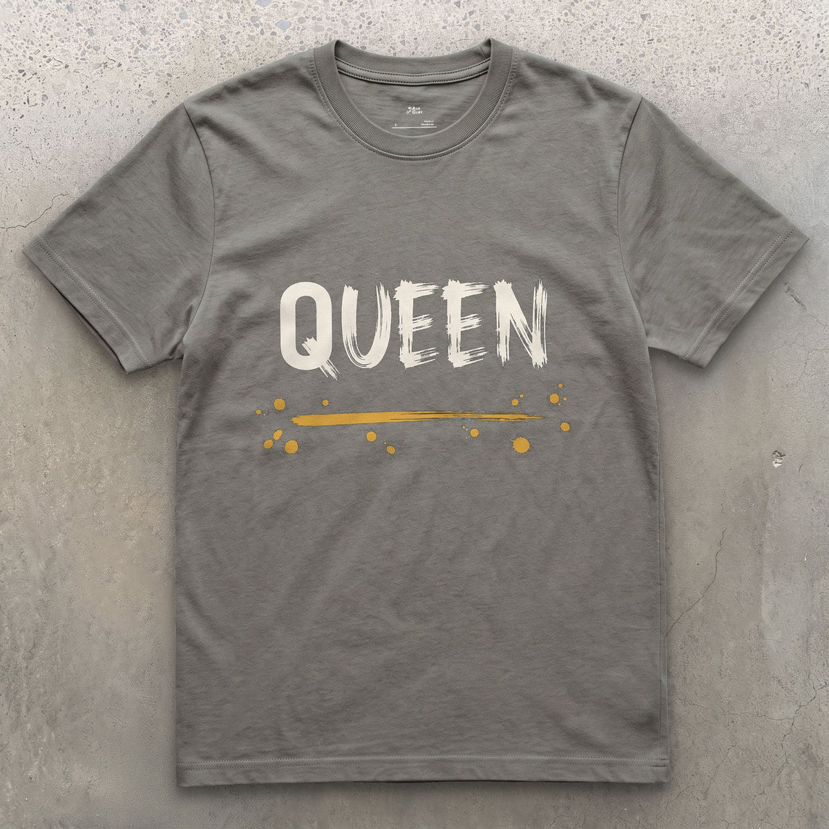 Queen design on a Charcoal Gildan Softstyle t-shirt
