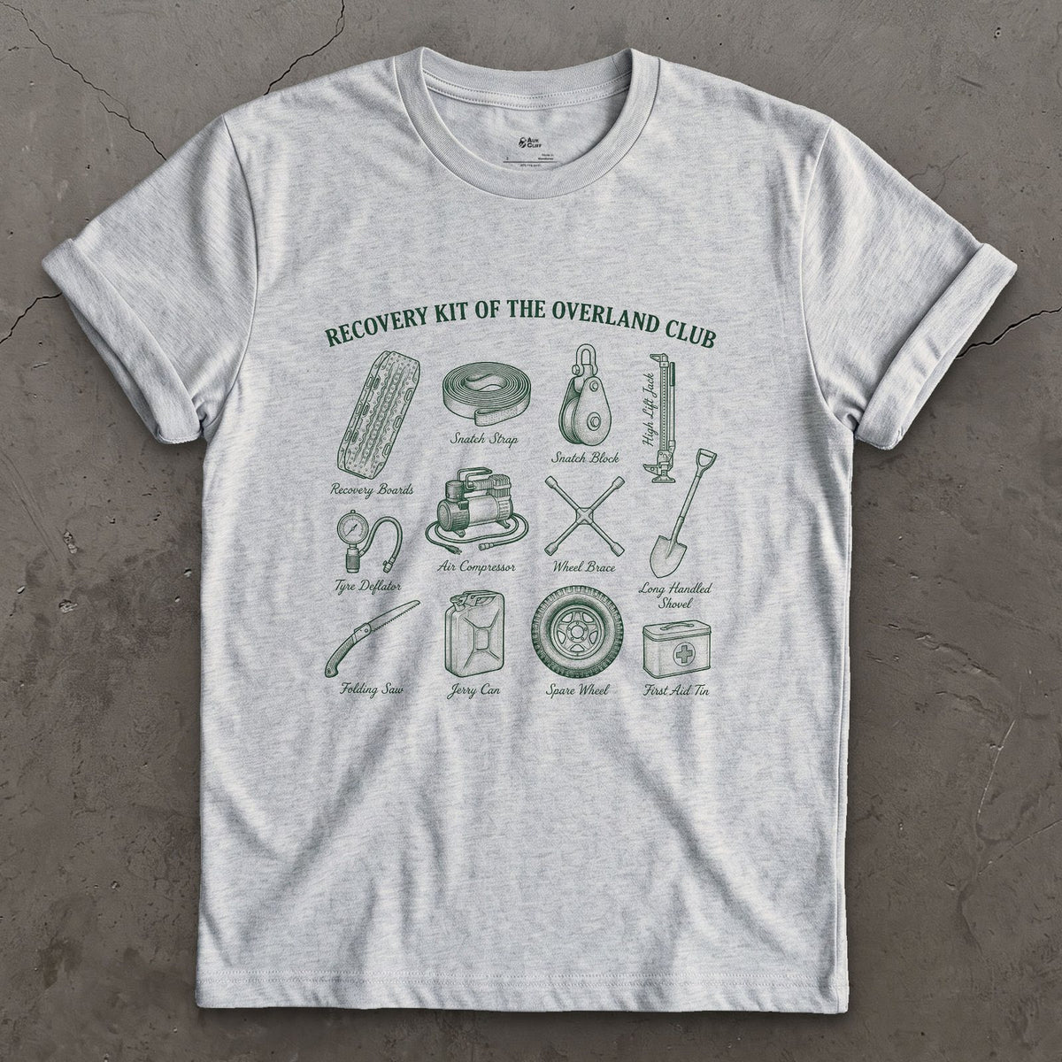 Twelve Overland Recovery Tools for the Day You Get Stuck design on a Sport Grey Gildan Softstyle t-shirt