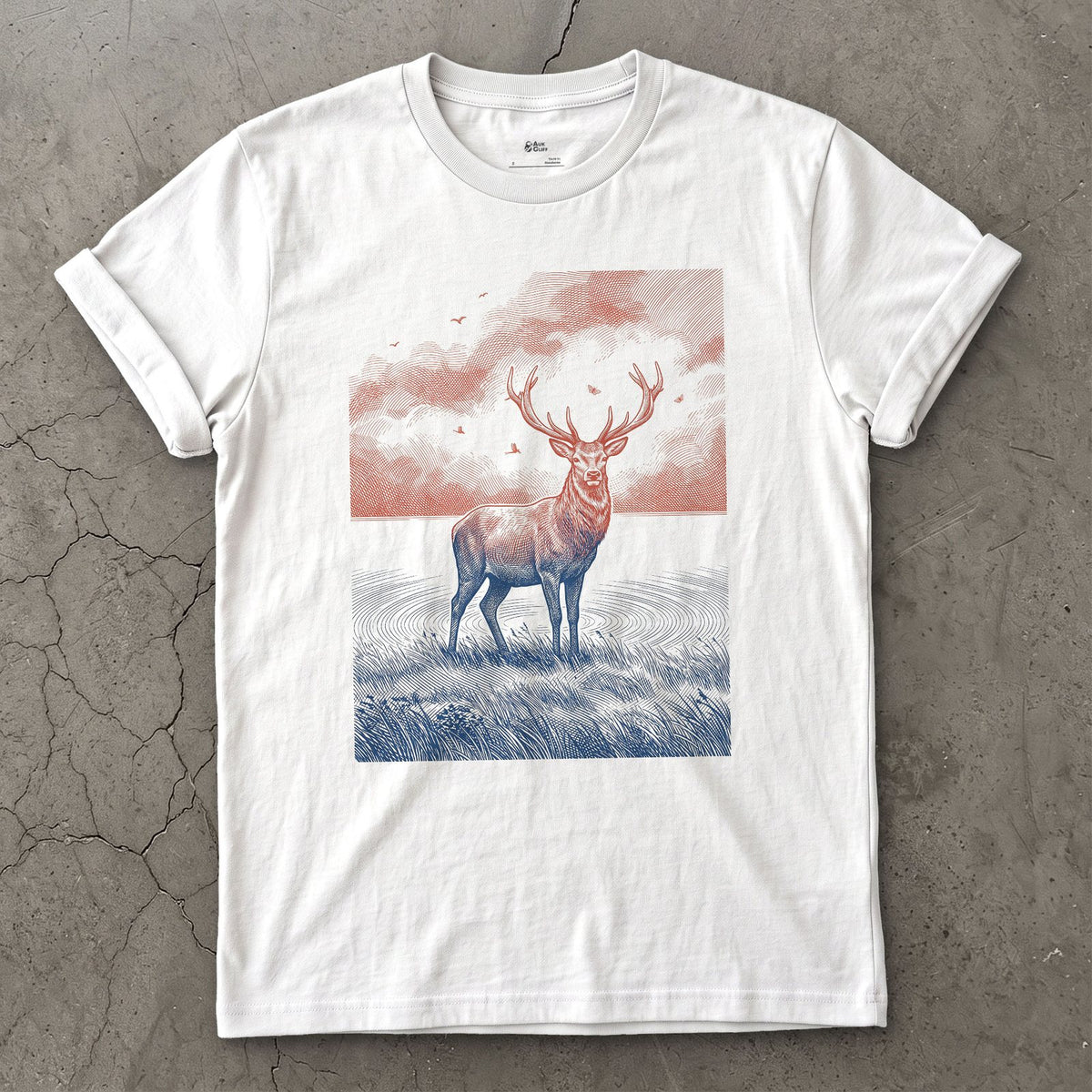 Deer Antlers Against the Last Light design on a White Gildan Softstyle t-shirt