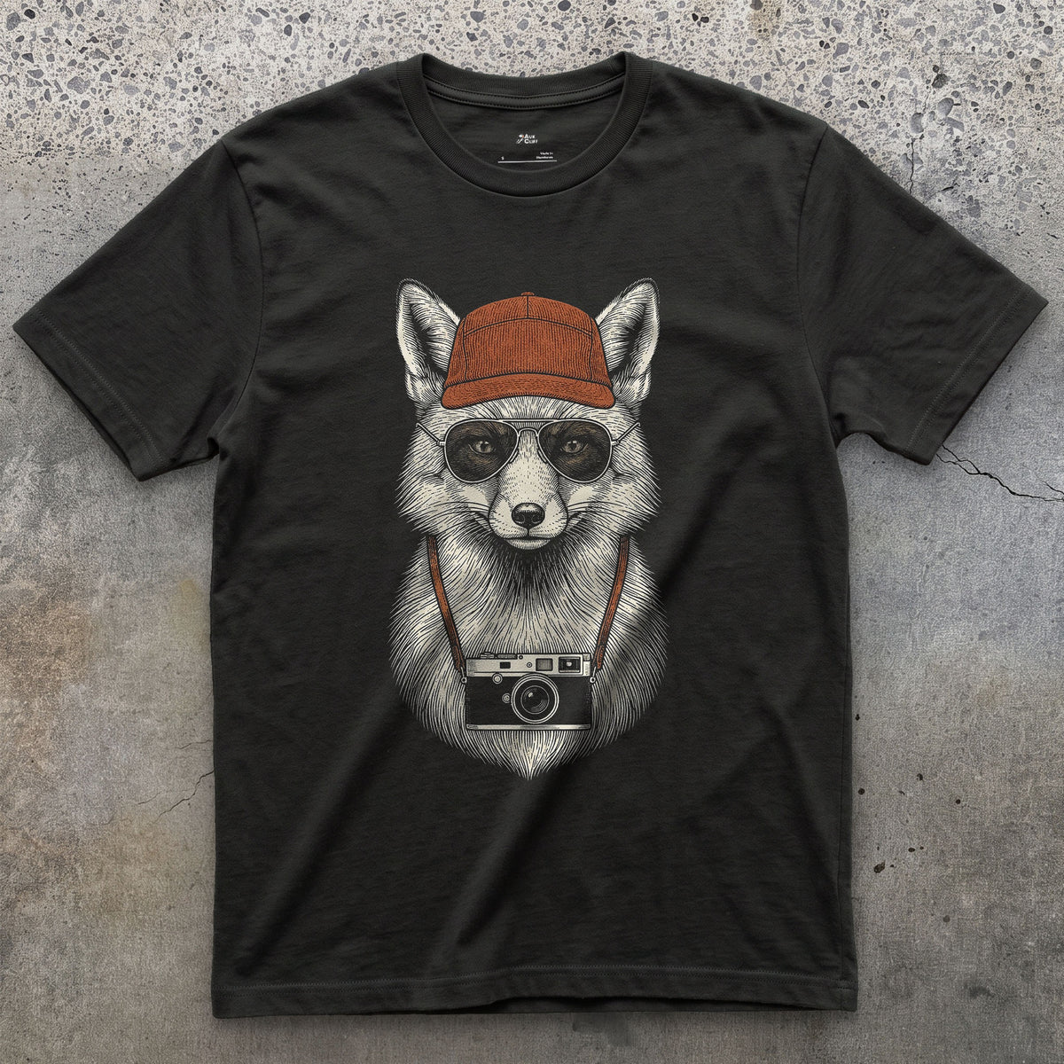 Claimed the Best Hide, Fox in a Corduroy Cap design on a Black Gildan Softstyle t-shirt