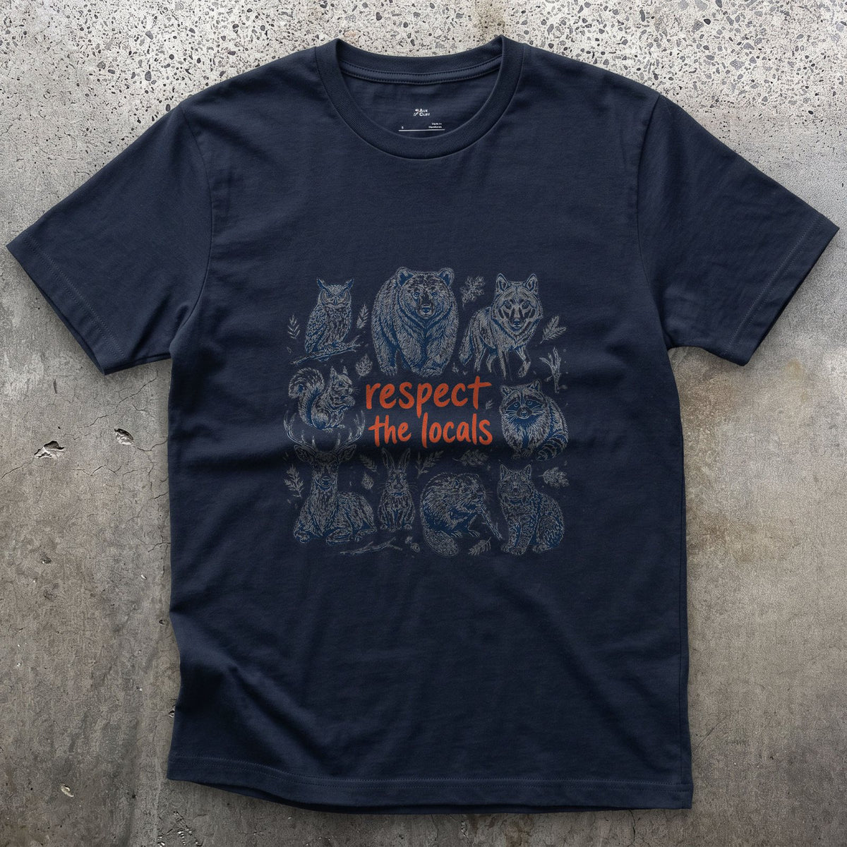 Respect the Wild Ones, Six Field Portraits design on a Navy Gildan Softstyle t-shirt