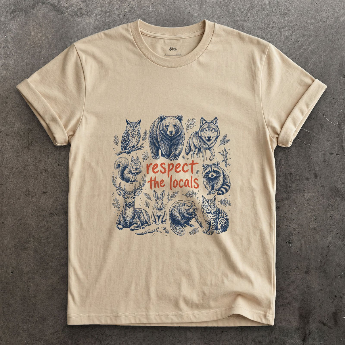 Respect the Wild Ones, Six Field Portraits design on a Sand Gildan Softstyle t-shirt