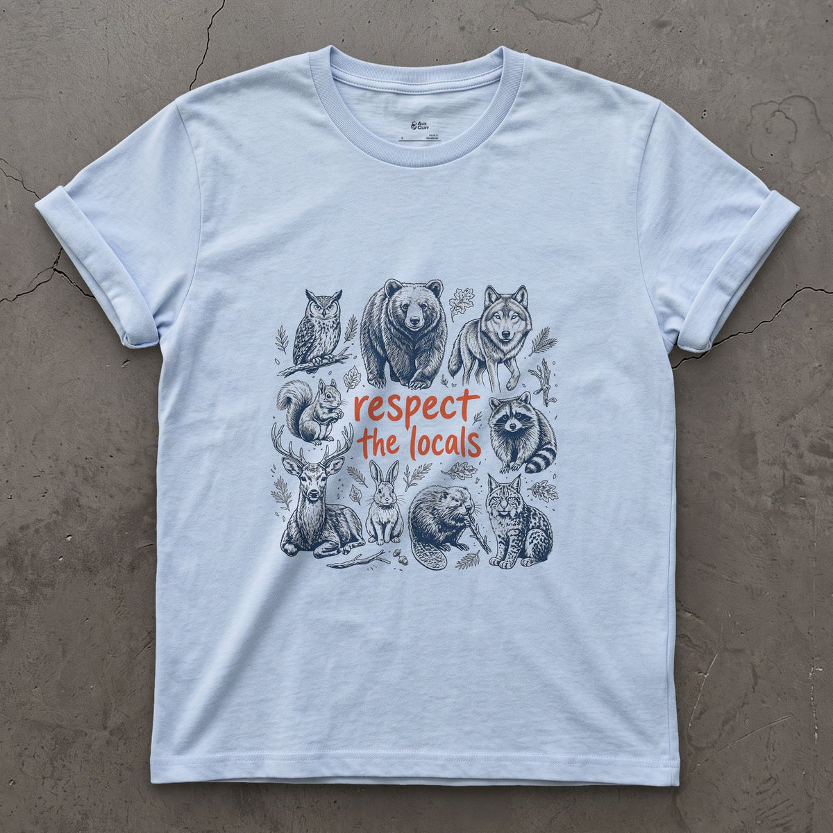 Respect the Wild Ones, Six Field Portraits design on a Light Blue Gildan Softstyle t-shirt