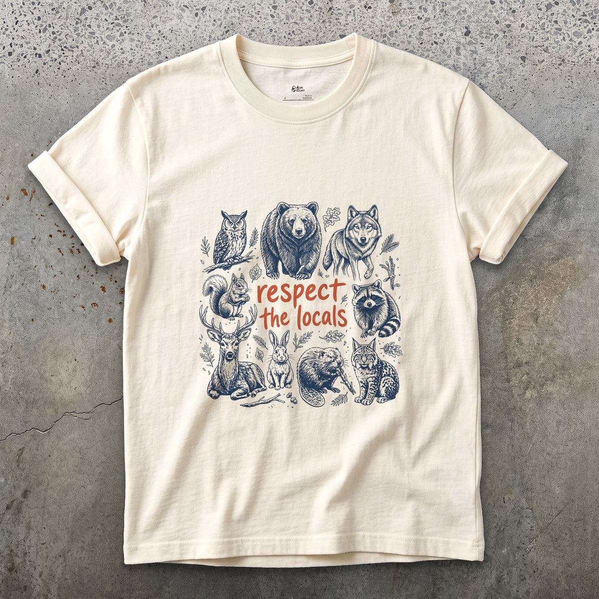 Respect the Wild Ones, Six Field Portraits design on a Natural Gildan Softstyle t-shirt