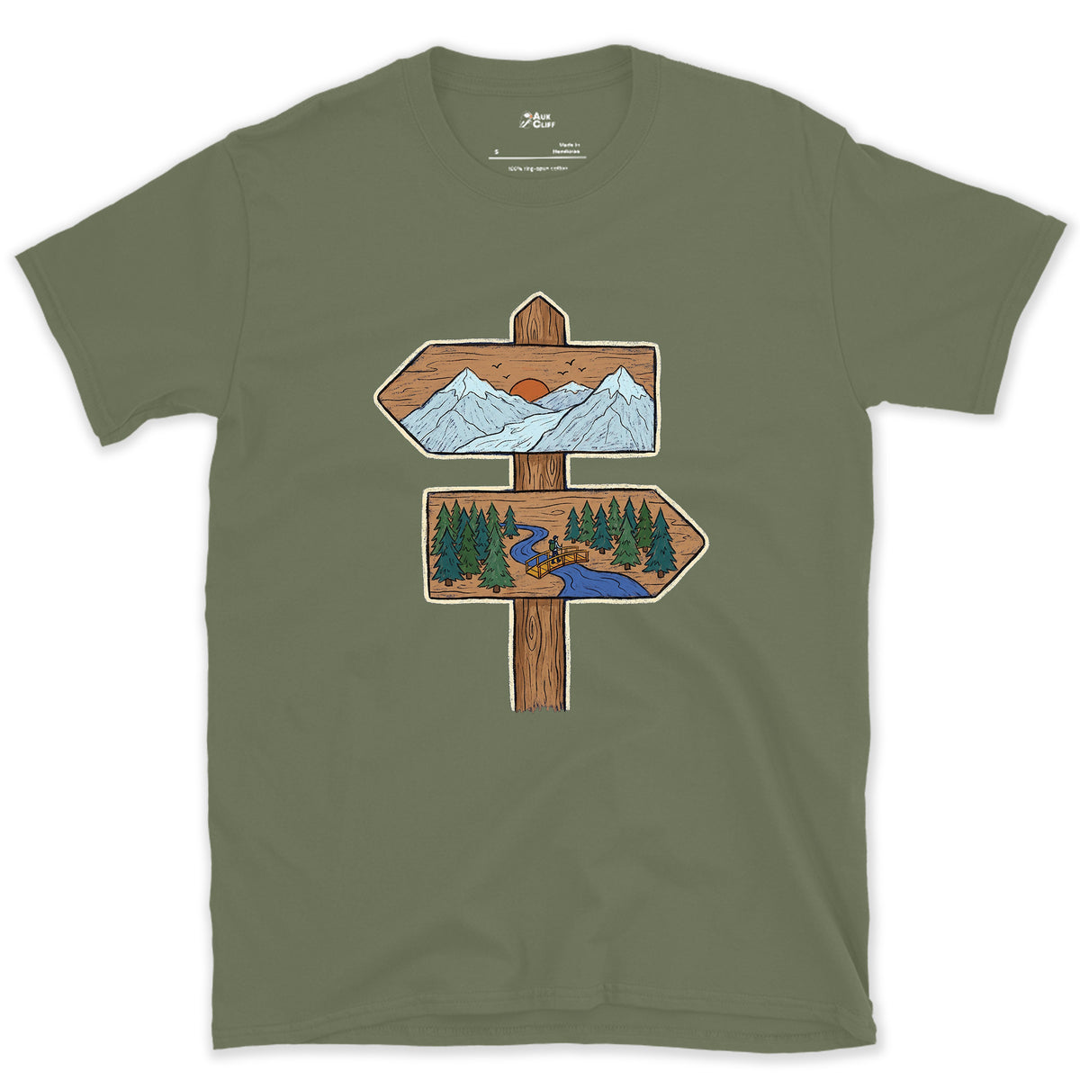 Ridge One Way, Valley the Other design on a Military Green Gildan Softstyle t-shirt