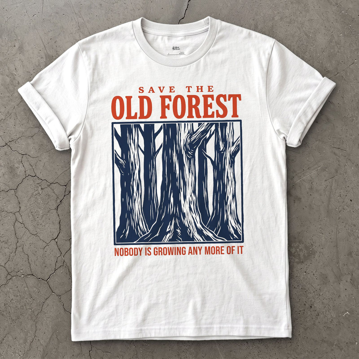 Save the Old Forest, Nobody's Growing More design on a White Gildan Softstyle t-shirt