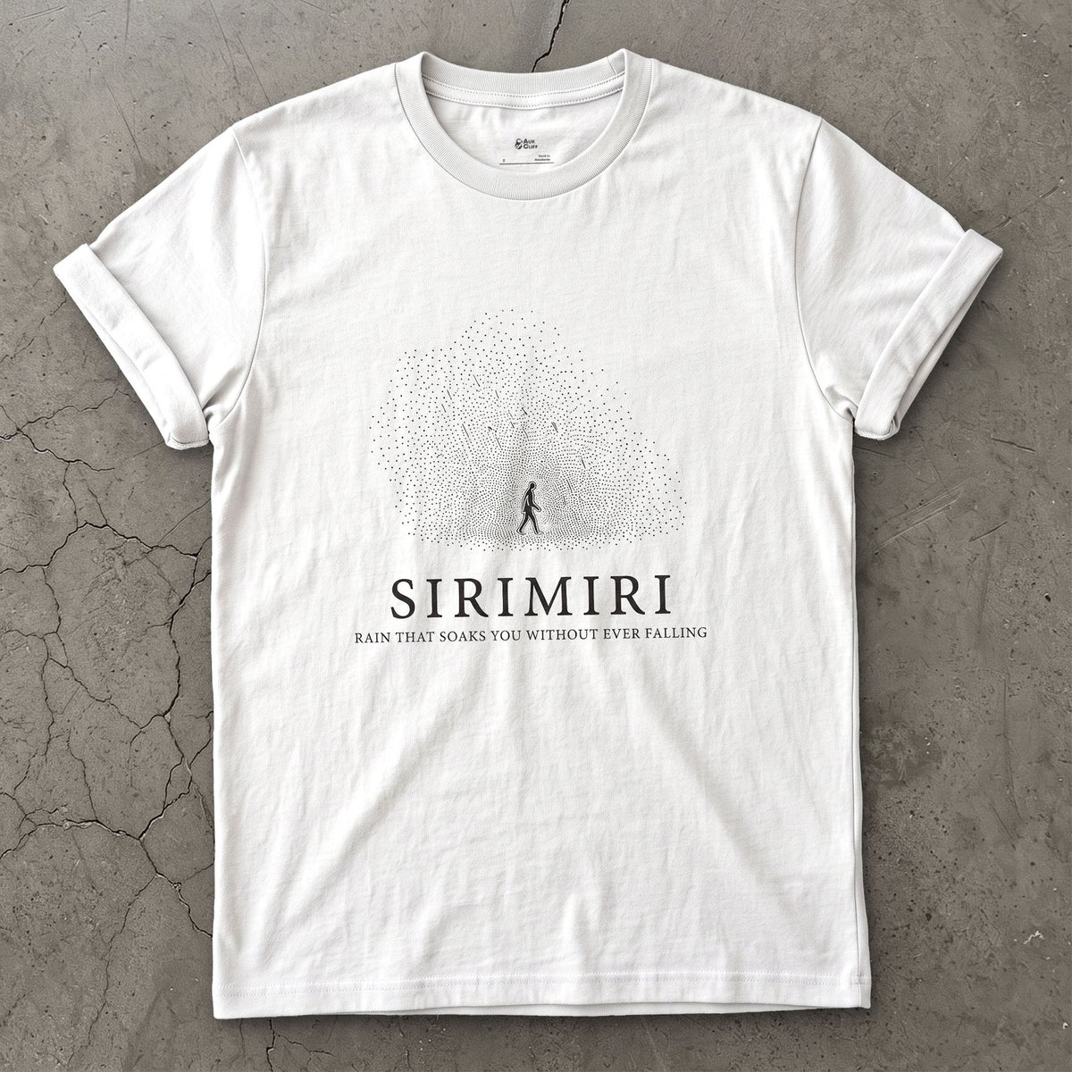 Sirimiri, Rain That Soaks You Without Ever Falling design on a White Gildan Softstyle t-shirt