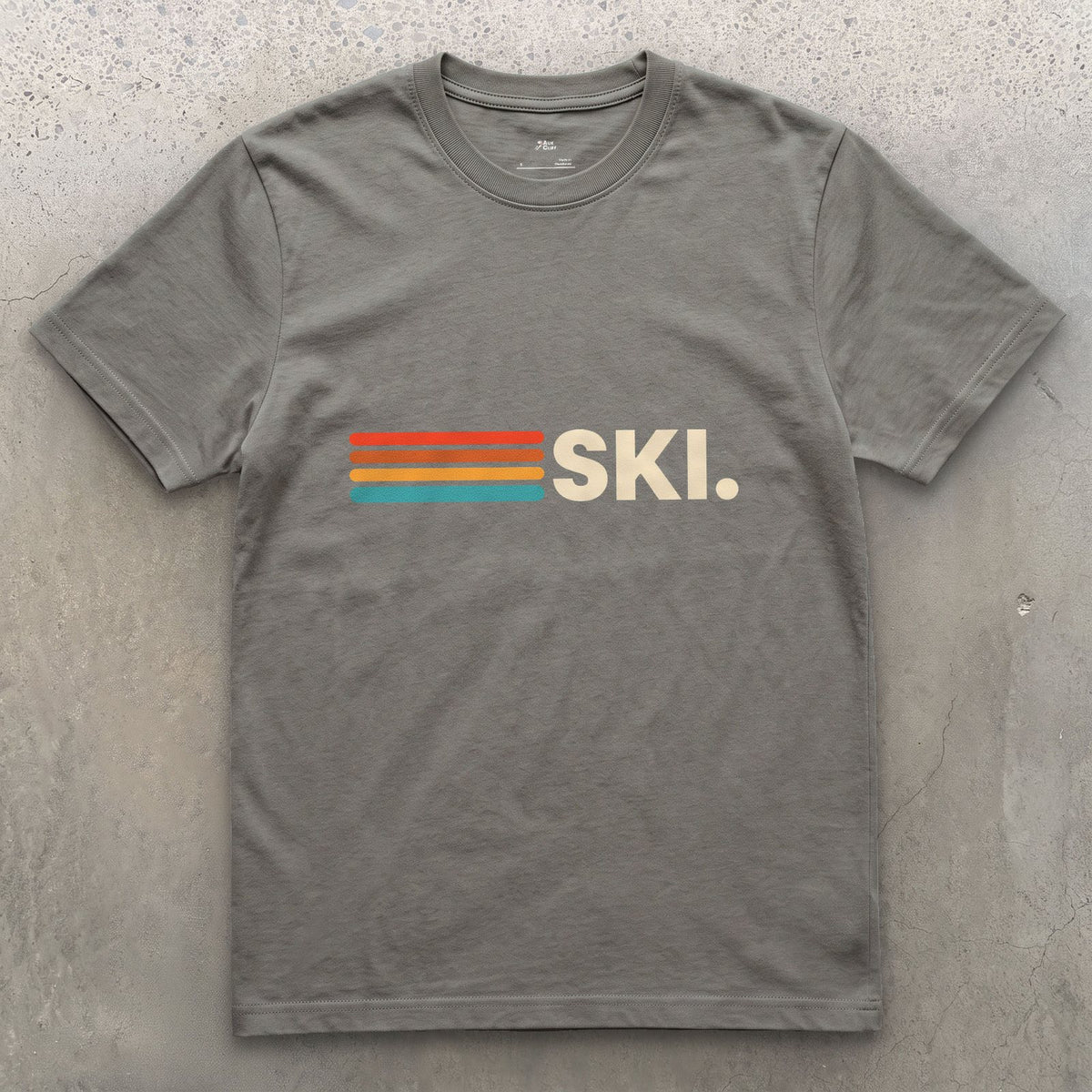 Already Decided, Ski Full Stop design on a Charcoal Gildan Softstyle t-shirt
