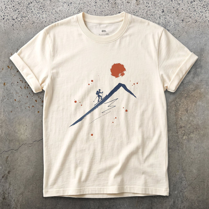 Ski Touring design on a Natural Gildan Softstyle t-shirt
