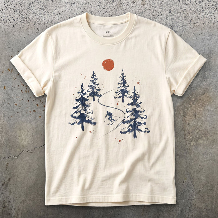 Zao Snow Monsters Ski design on a Natural Gildan Softstyle t-shirt