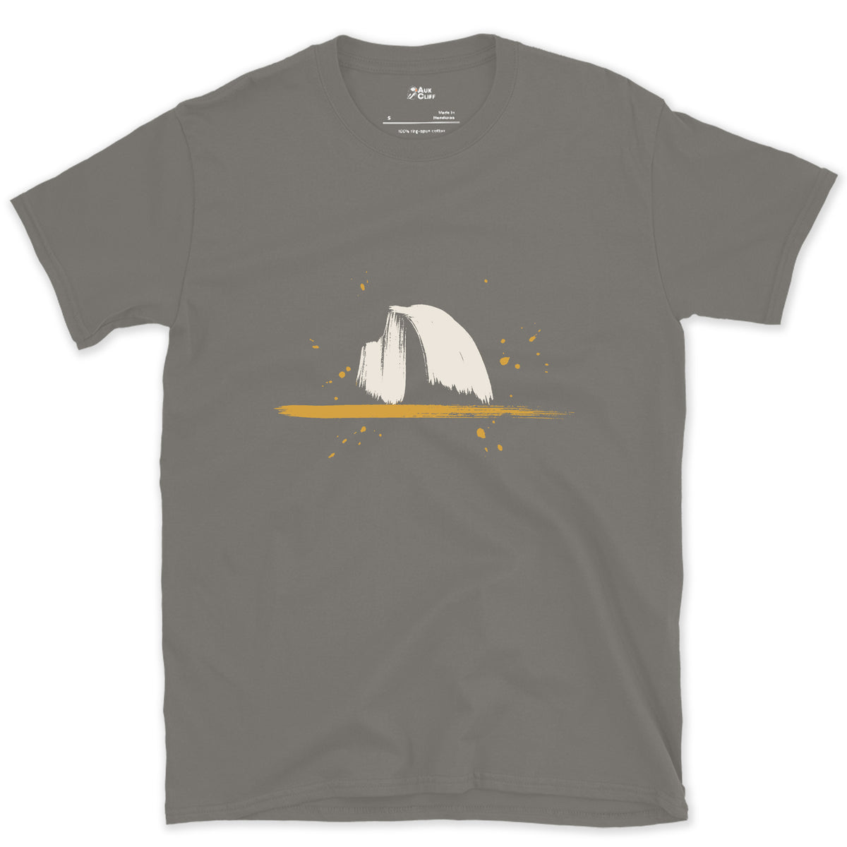 Sliced Clean in Half, Half Dome design on a Charcoal Gildan Softstyle t-shirt