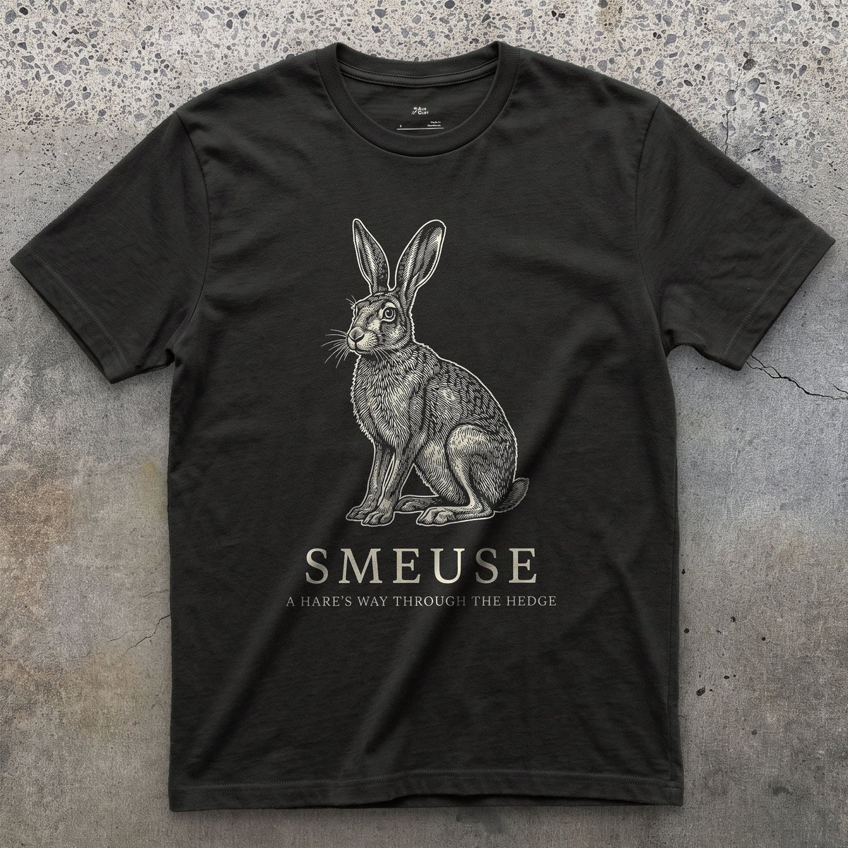 Smeuse design on a Black Gildan Softstyle t-shirt