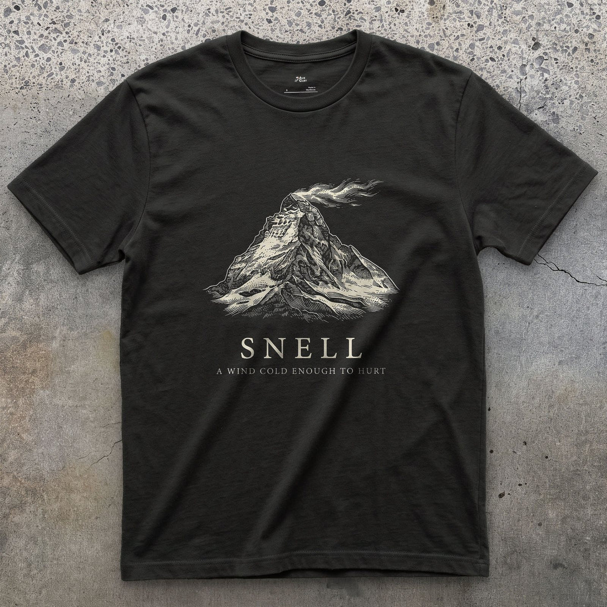 Snell, a Wind Cold Enough to Hurt design on a Black Gildan Softstyle t-shirt