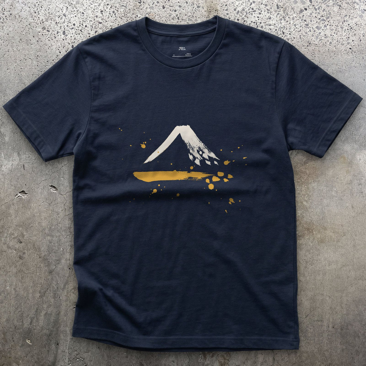 Snow on the Shaded Side design on a Navy Gildan Softstyle t-shirt