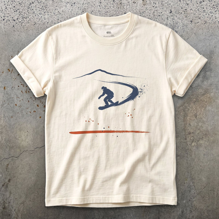 Snowboard Carve design on a Natural Gildan Softstyle t-shirt