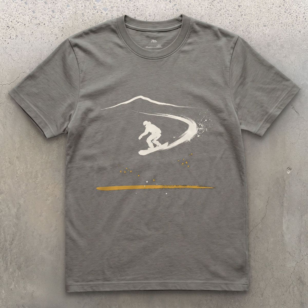 Snowboard Carve design on a Charcoal Gildan Softstyle t-shirt